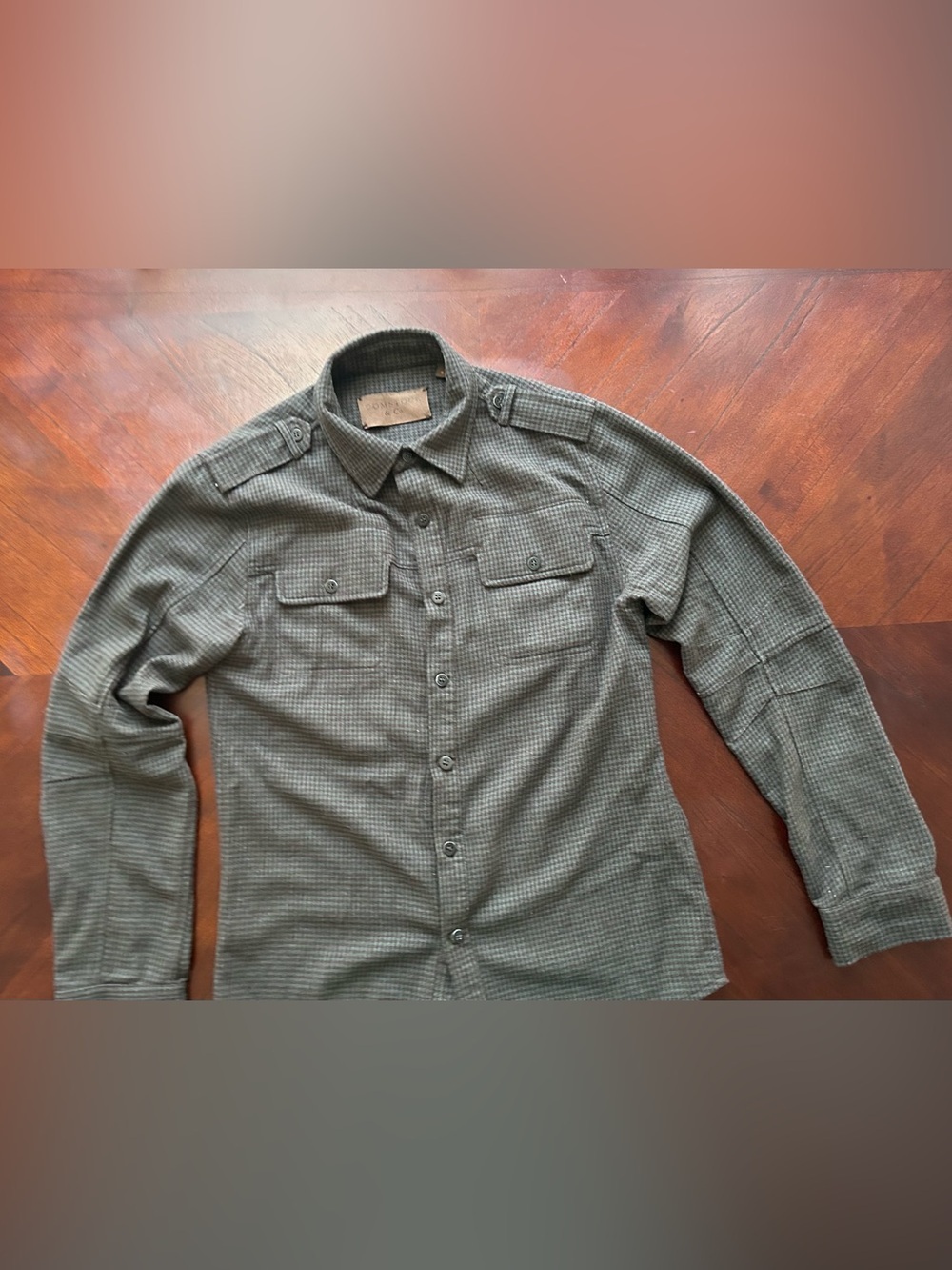 Men's Long-Sleeve Shirt Jacket in Olive 50% wool 25% rayon size s - Picture 2 of 9